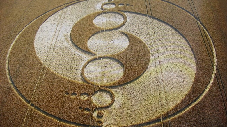L'ufologue britannique a saisi le moment où un OVNI crée un dessin sur le terrain