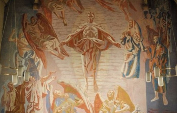 La fresque murale unique de Jésus-Christ est ouverte